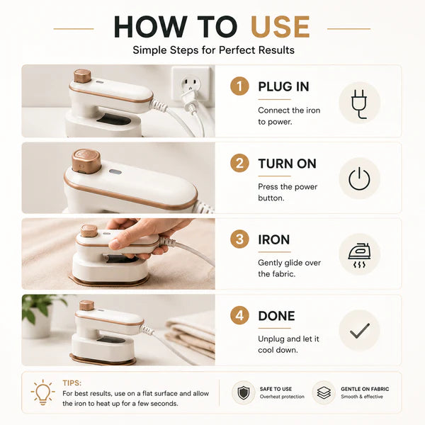 Portable Travel Steam Iron for Quick & Efficient Wrinkle Removal