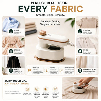 Portable Travel Steam Iron for Quick & Efficient Wrinkle Removal