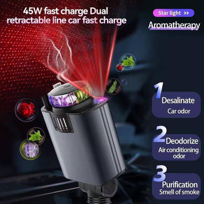 5 in 1 Retractable ( Fast ) Car Charger with Starlight & Aromatherapy