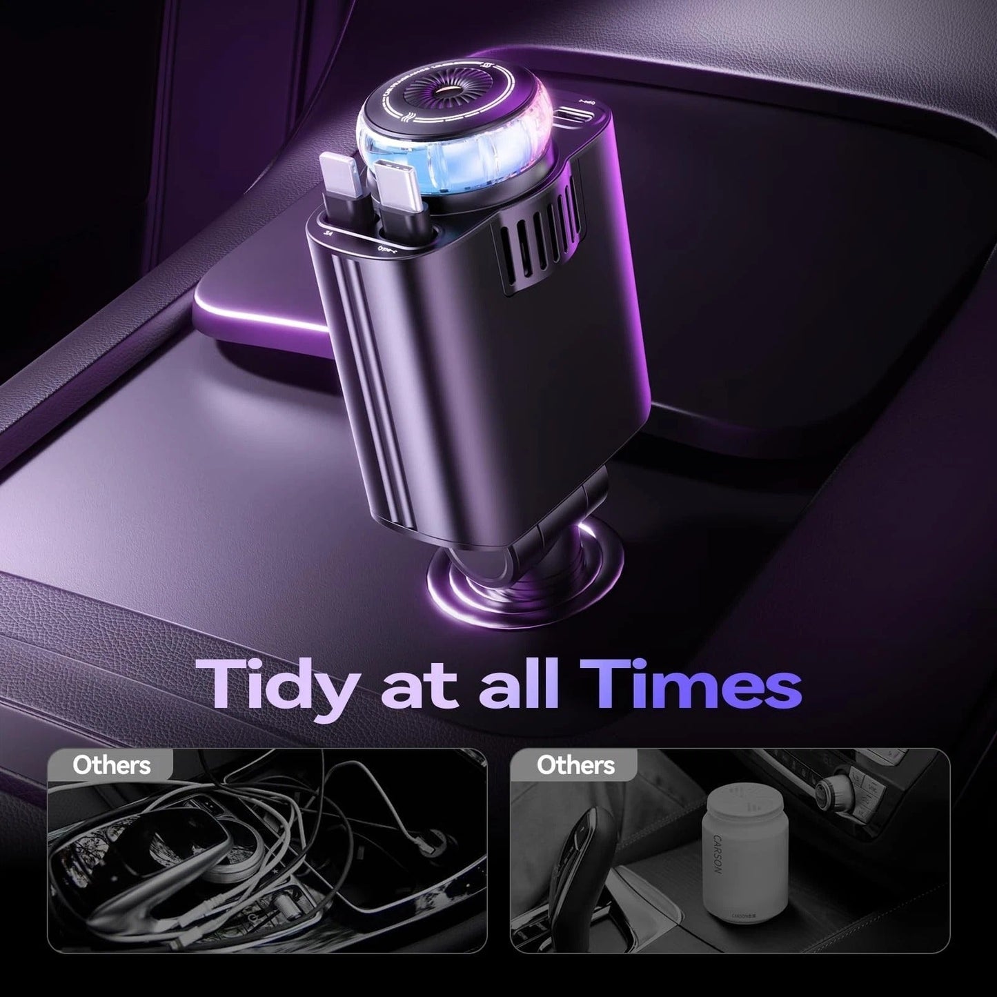 5 in 1 Retractable ( Fast ) Car Charger with Starlight & Aromatherapy