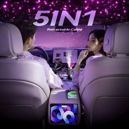 5 in 1 Retractable ( Fast ) Car Charger with Starlight & Aromatherapy