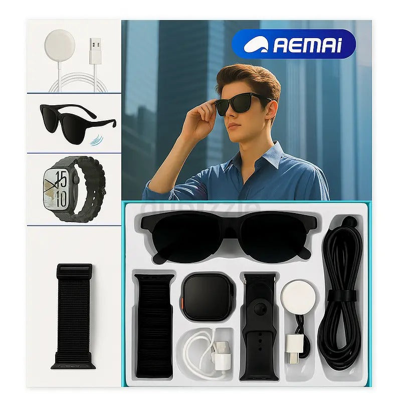 RM43 Combo Set – Smartwatch + Sunglasses + Accessories (6-in-1 Kit)